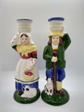 Painted Ceramic Figurine Candle Holders