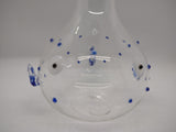 Front view of puffer fish vase with blue polka dots